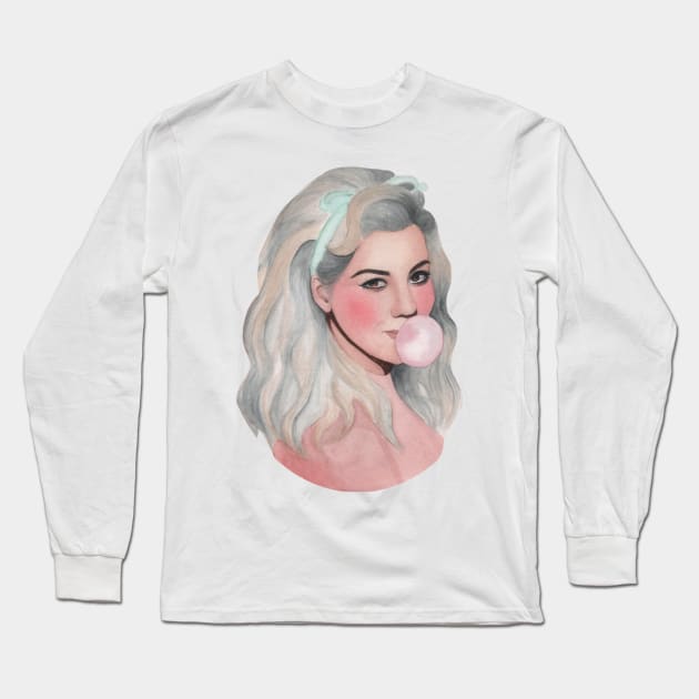 Marina Diamandis Electra Heart watercolor Long Sleeve T-Shirt by GinaaArts